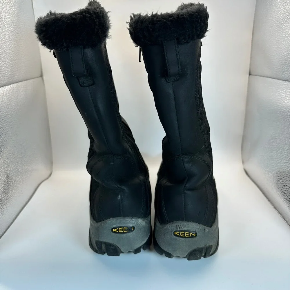 Keen Winter Boots Women 8 Black Waterproof Faux Fur Trim Gorpcore Outdoor